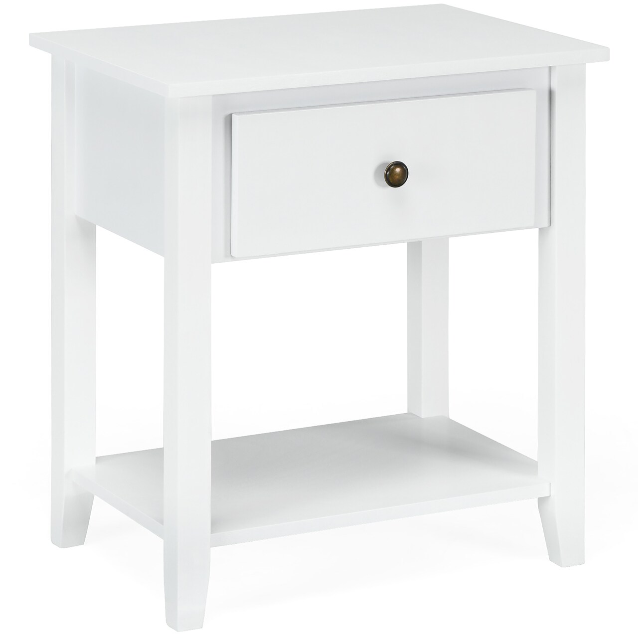 Costway Nightstand Beside Table Chest Sofa Table End Table Accent Table White